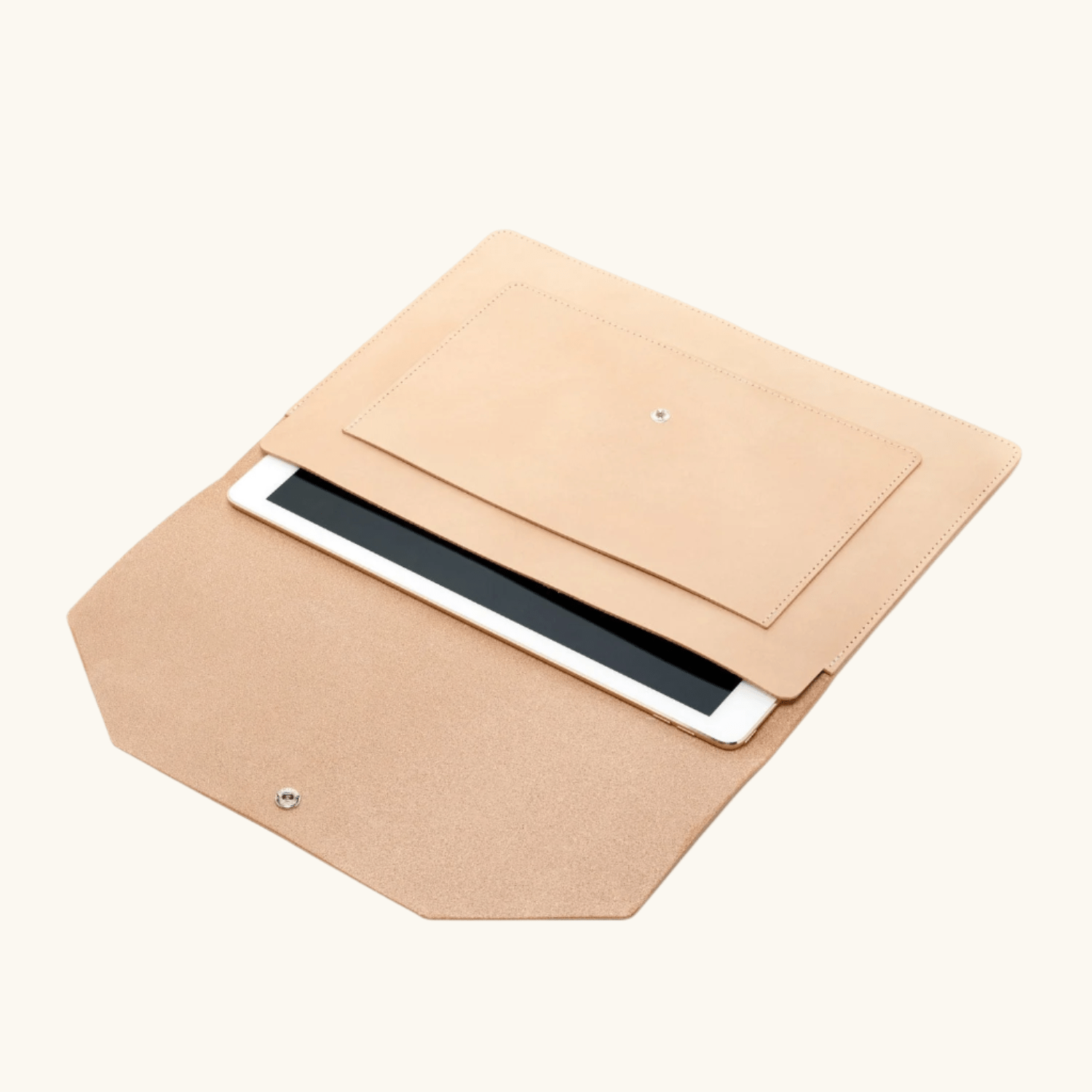 Natural veg‑tan leather carry folio by Happy Patina