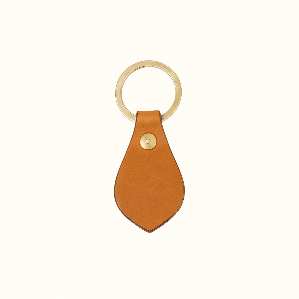 Natural vegetable‑tanned TAN leather key fob by Happy Patina