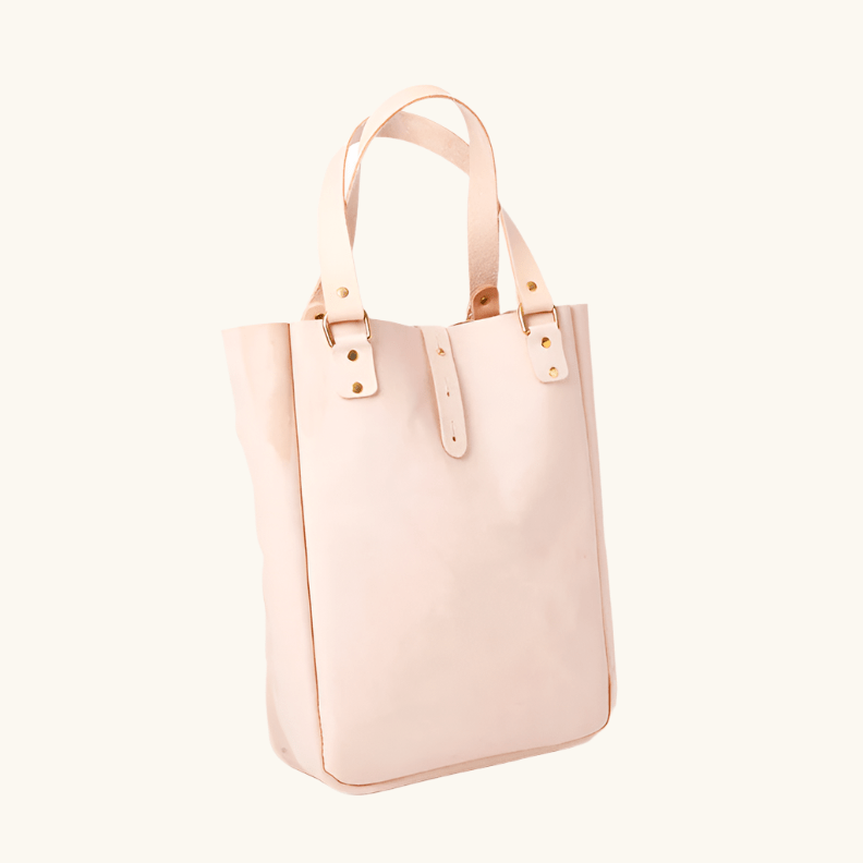 Madison Tote Bag in natural vegetable‑tanned leather by Happy Patina