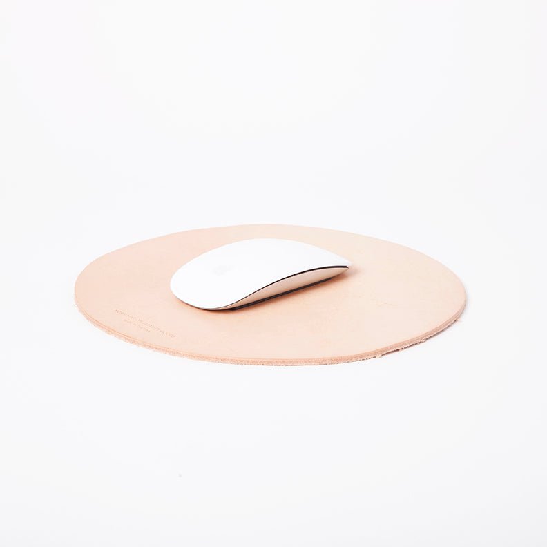 Round Mousepad Natural Leather