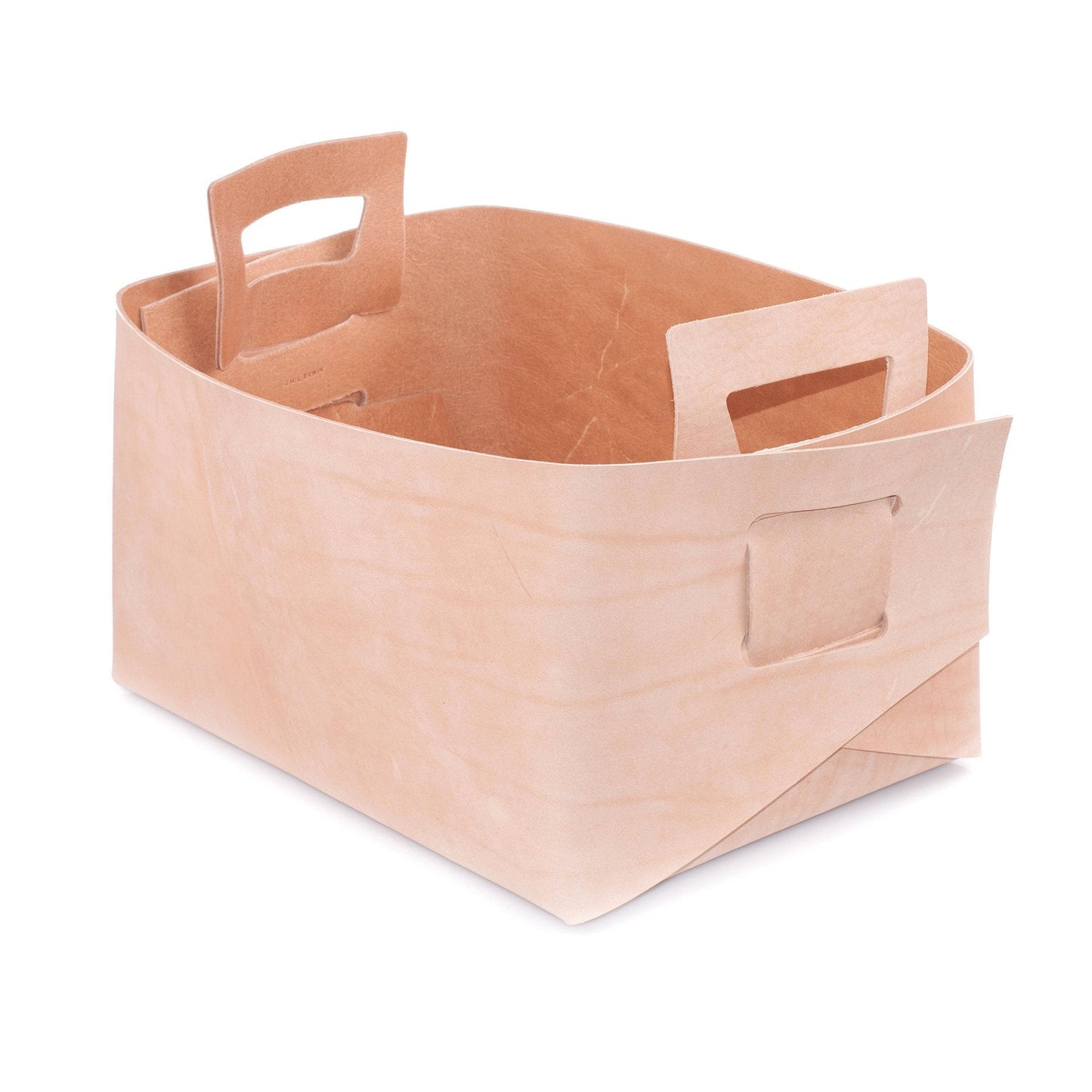 Storage Bucket Natural Leather Bin Large