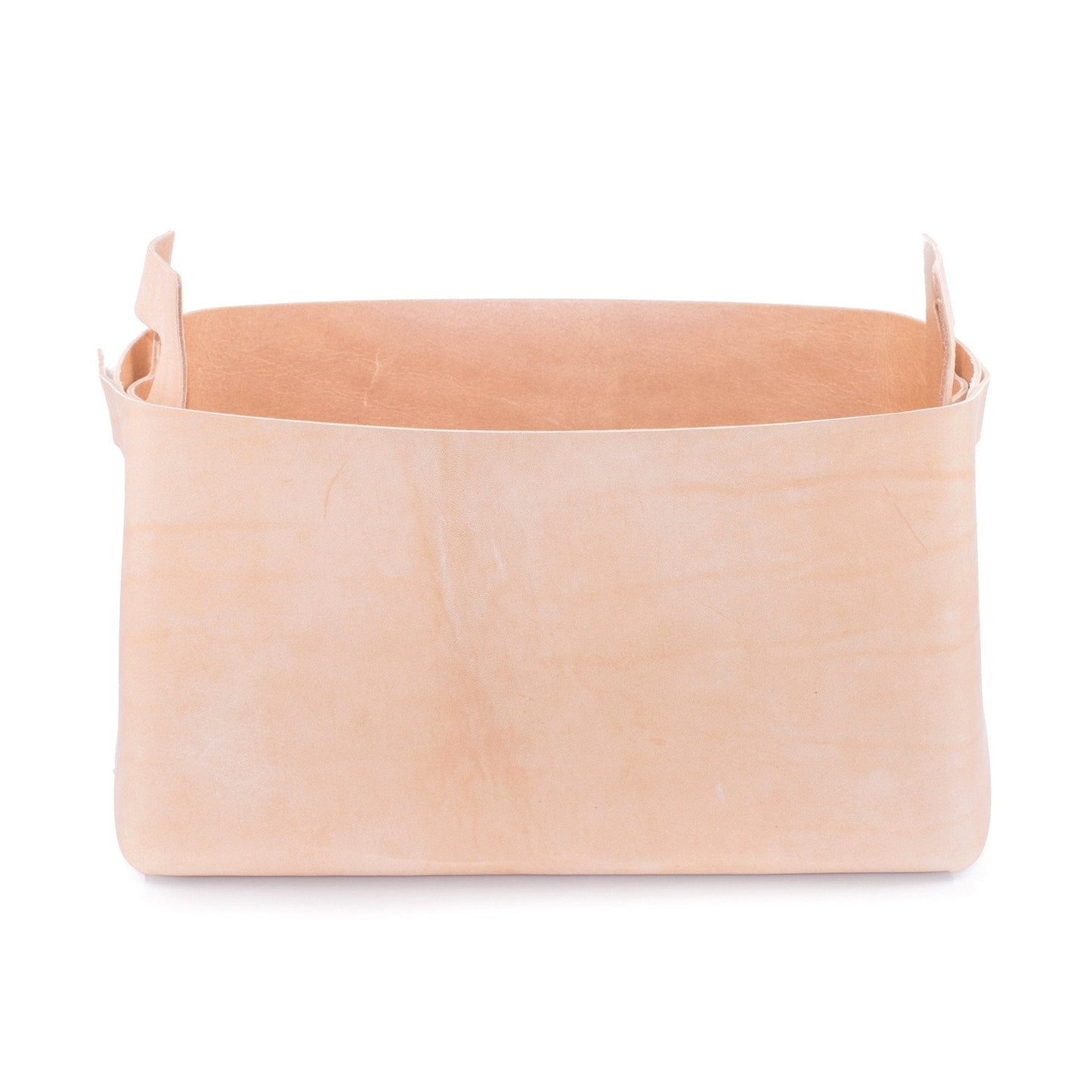 Storage Bucket Natural Leather Bin Large