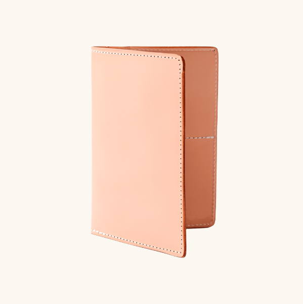 Travel wallet handcrafted in natural veg‑tan leather by Happy Patina