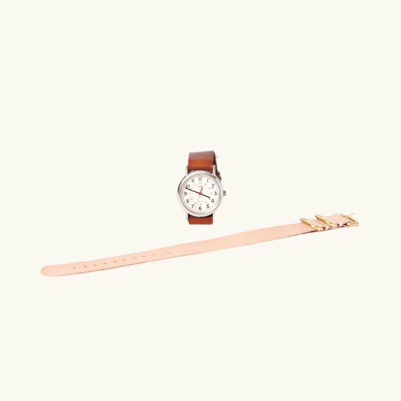 Natural vegetable‑tanned leather watch strap by Happy Patina