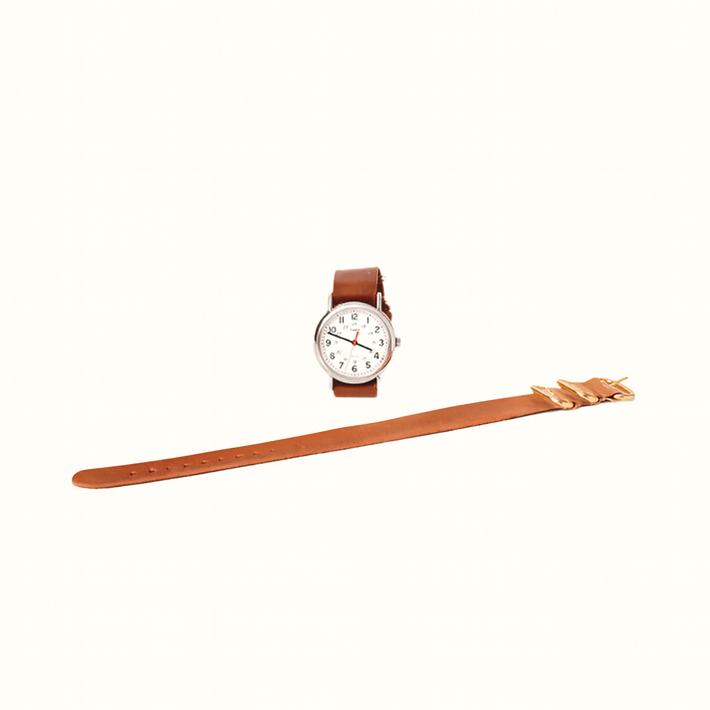 Natural vegetable‑tanned tan brown leather watch strap by Happy Patina