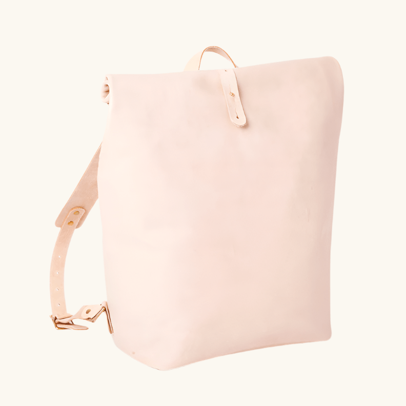 Zoe backpack crafted in natural vegetable‑tanned leather by Happy Patina