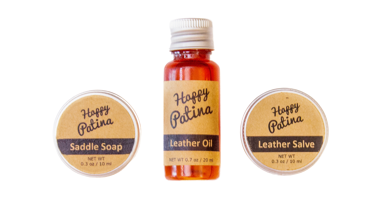 Veg-tan leather care products from HappyPatina