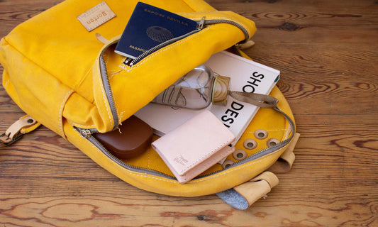 HappyPatina leather goods styled with natural materials symbolizing A Life Well Crafted philosophy