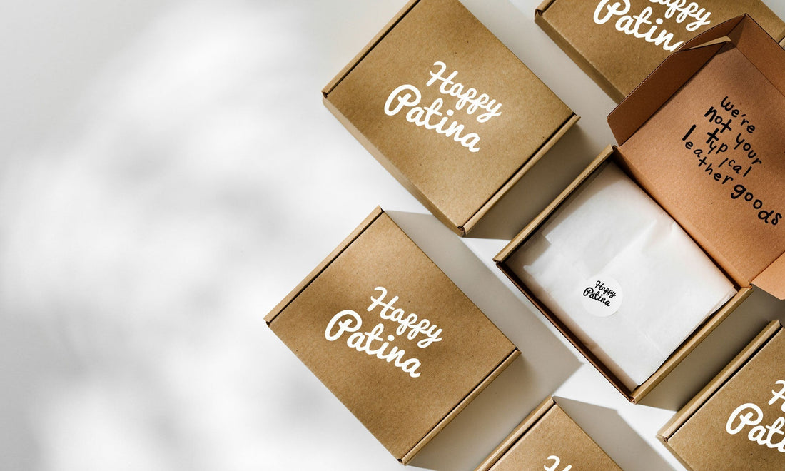 Minimal kraft gift packaging with cotton cord and leather accessory by HappyPatina