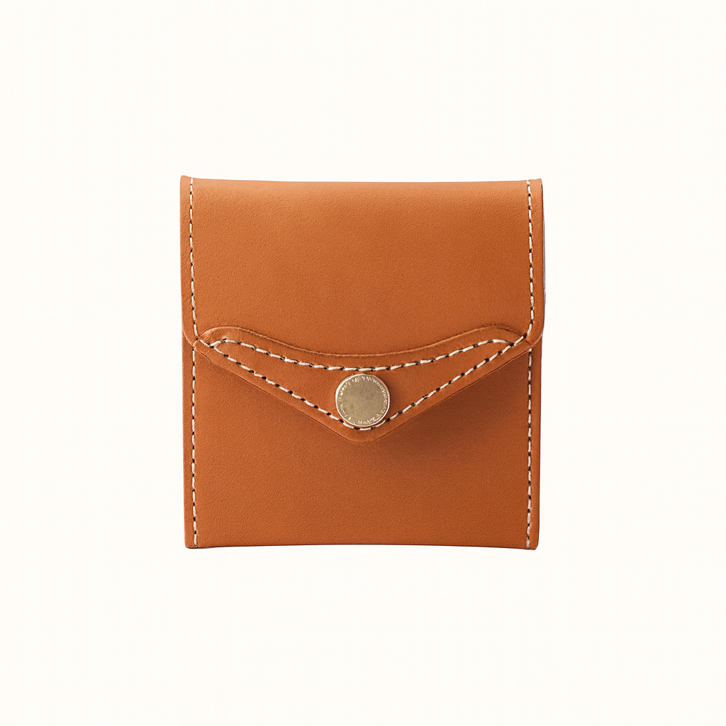 Bifold expanded wallet crafted in natural veg‑tan tanned leather by Happy Patina