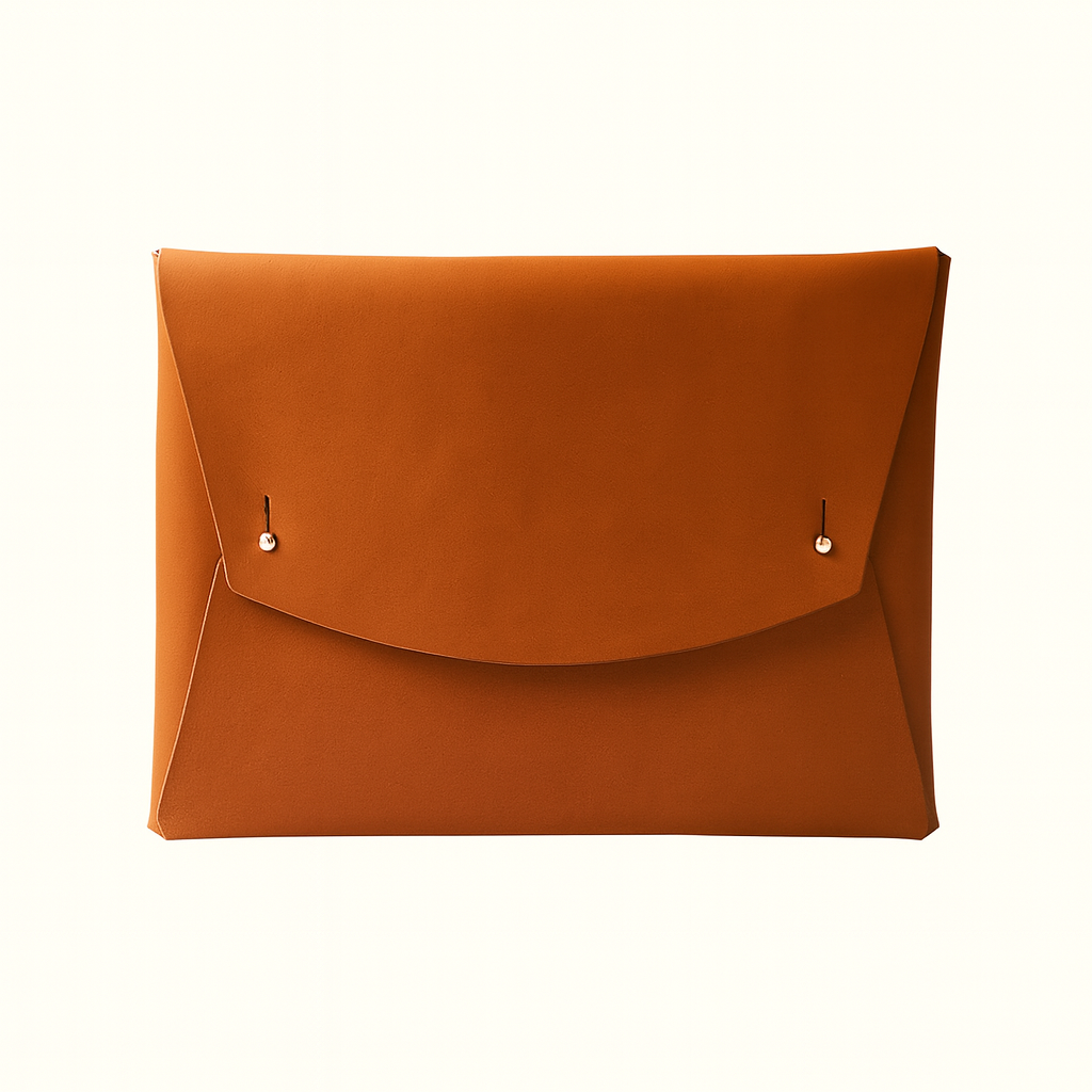 Document folio made of natural veg‑tan tanned brown leather by Happy Patina