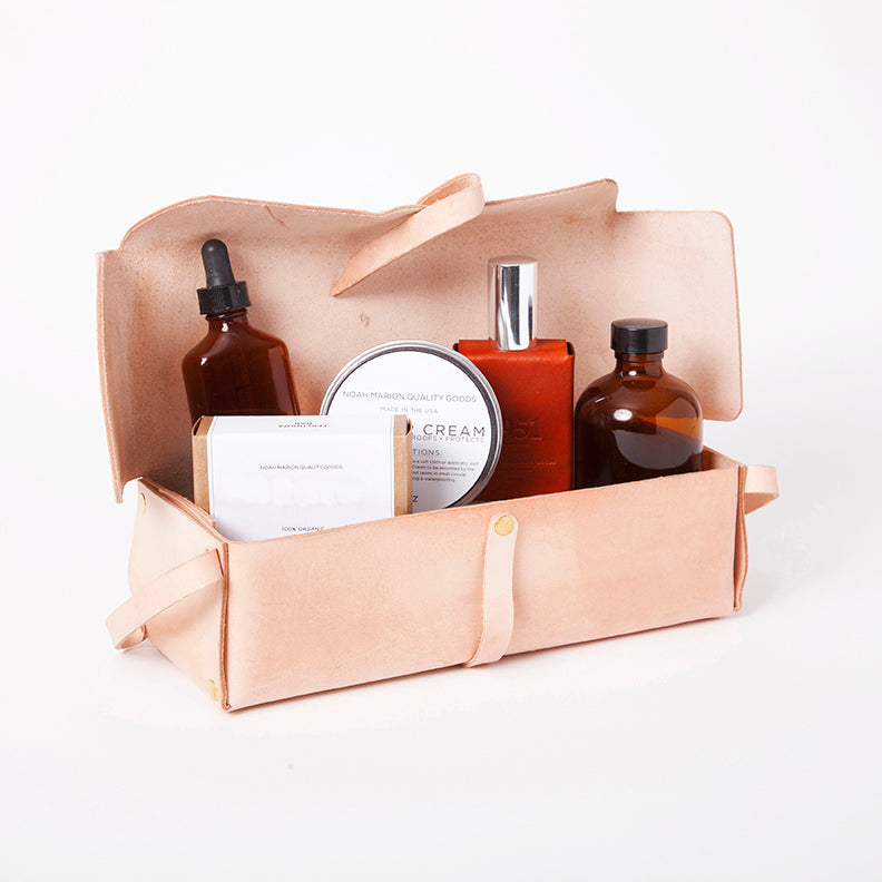 Dopp Kit Toiletry Bag Natural Leather