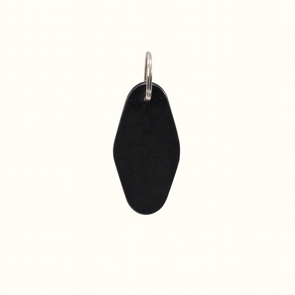 Natural vegetable-tanned black leather motel key fob by Happy Patina