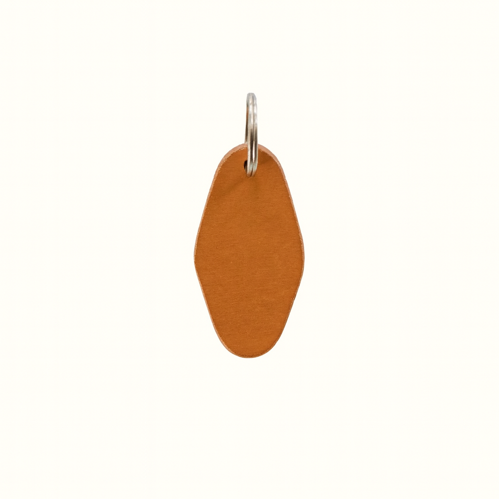 Natural vegetable-tanned tan leather motel key fob by Happy Patina