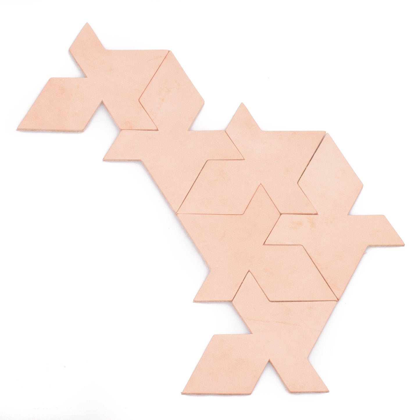 Puzzle / Tesselation Leather Coasters Set Natural