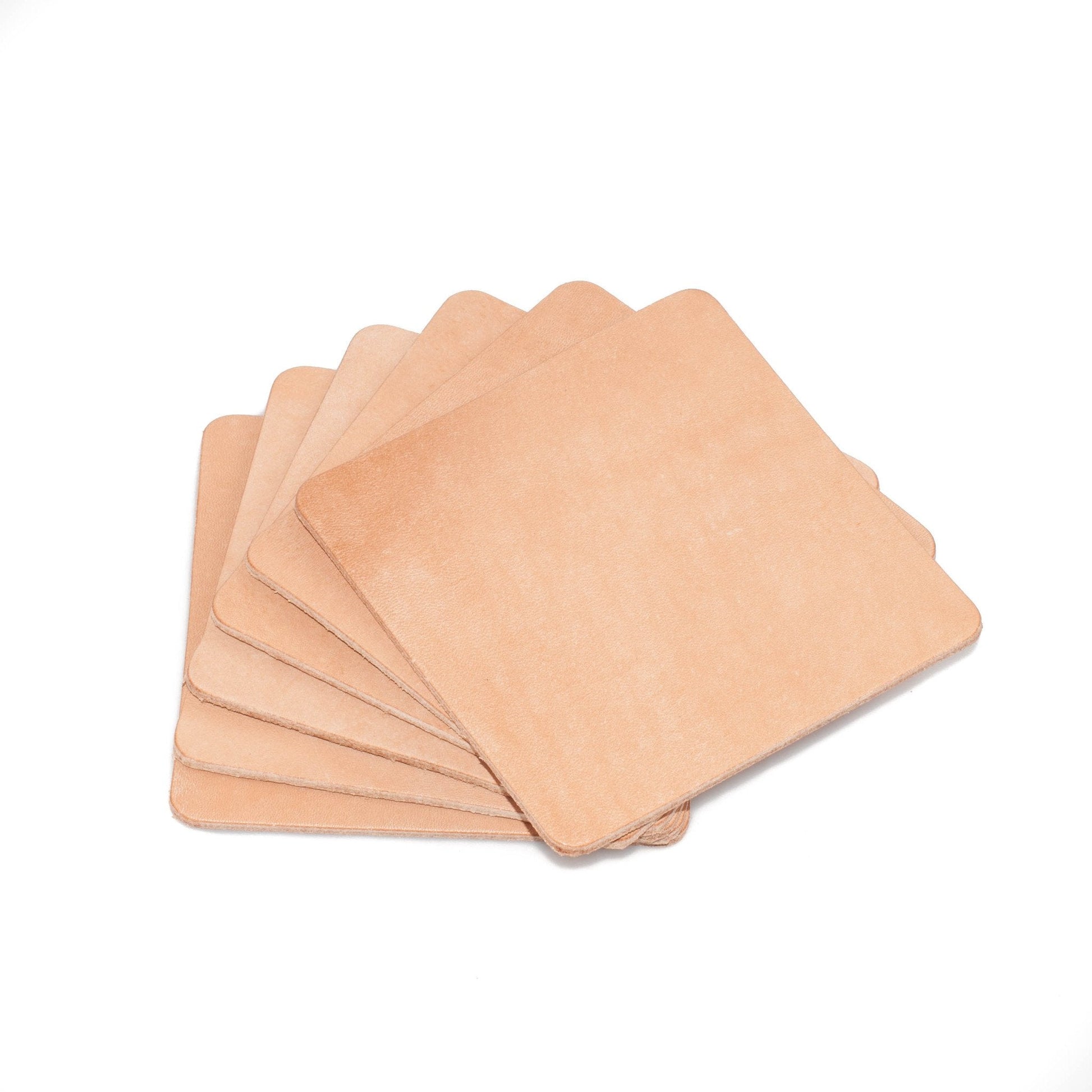 Square Leather Coaster Set Natural