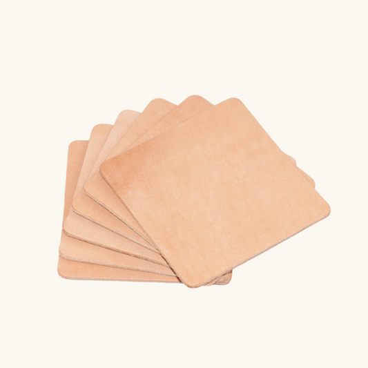 Square Coaster Set Natural Leather