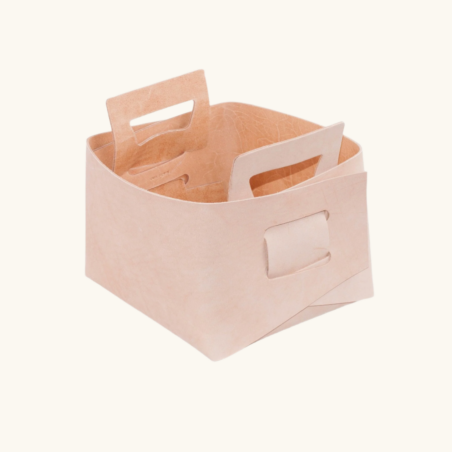 Storage Bucket Bin Small Natural Leather