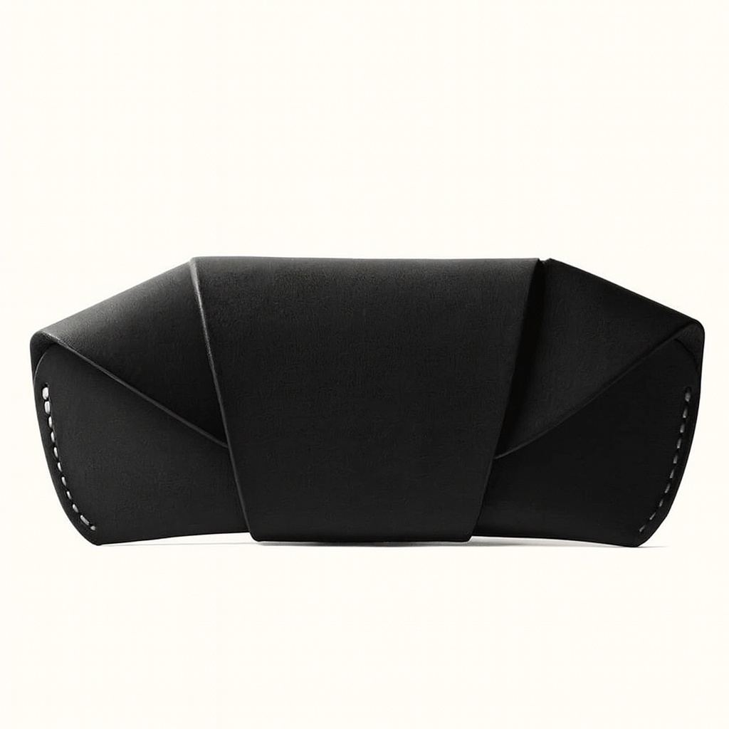 Handmade natural veg-tan black  leather sunglass case by Happy Patina