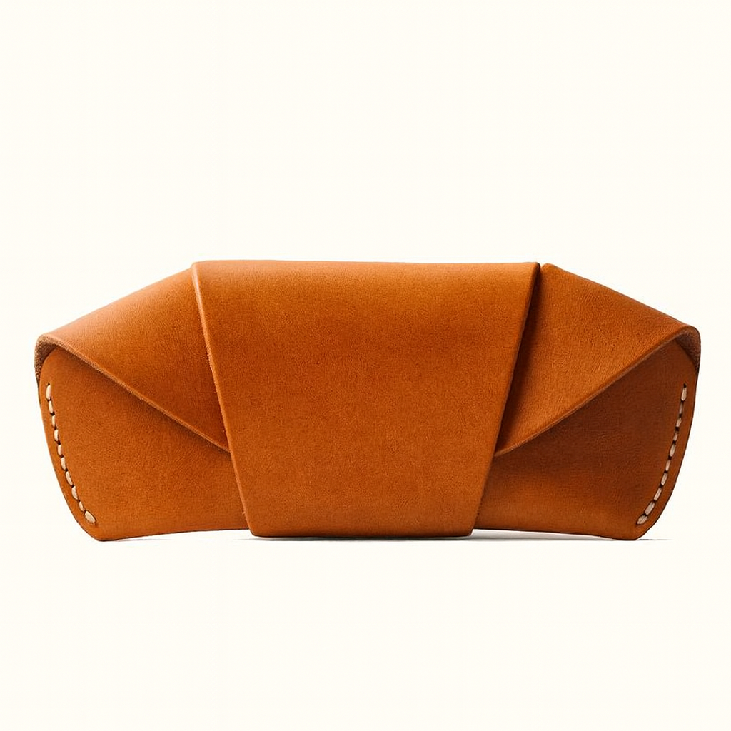 Handmade natural veg-tan tanned leather sunglass case by Happy Patina